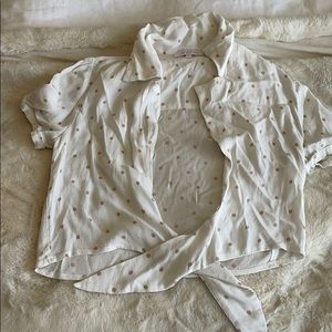 Cute white and pink crop tie top